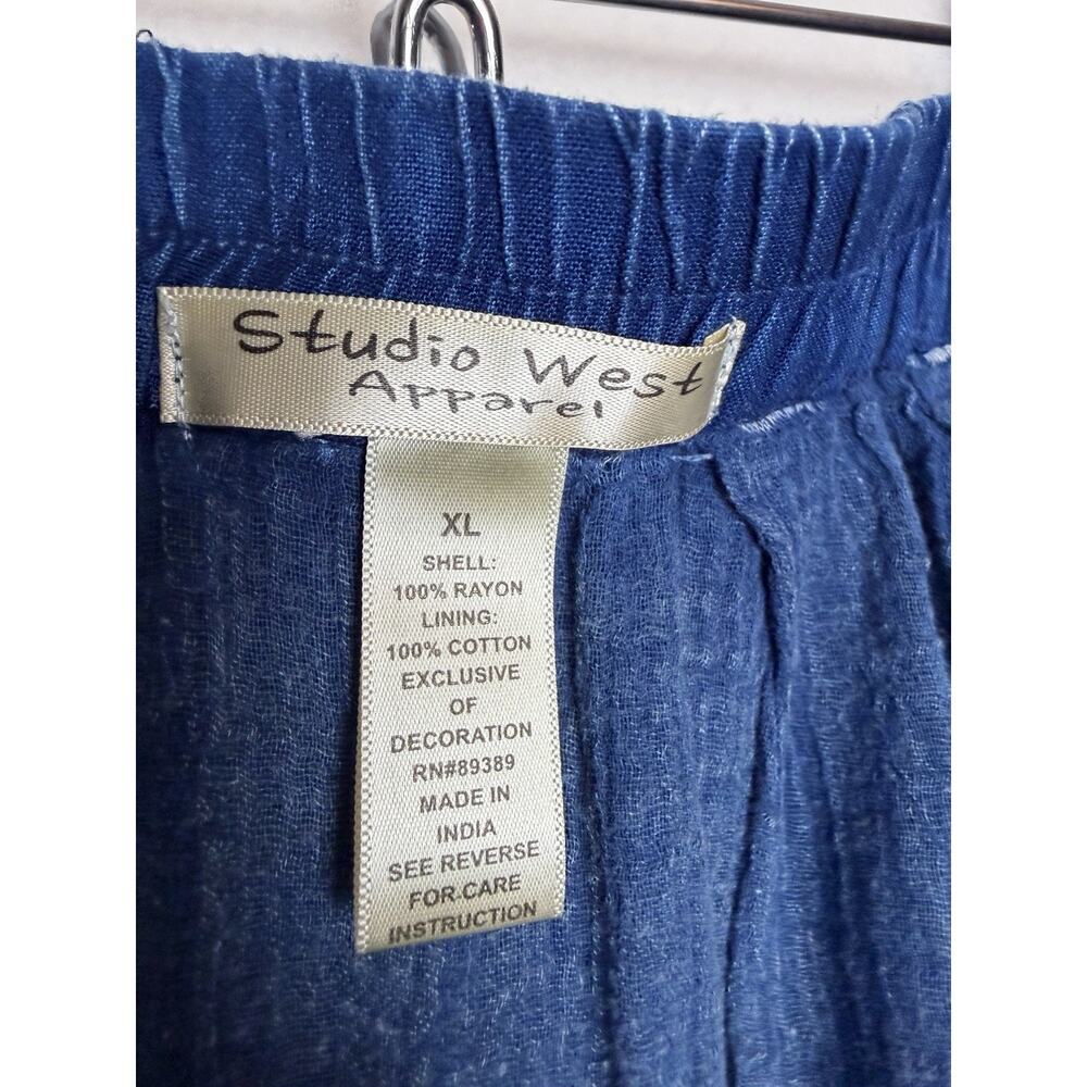 Studio West Apparel Skirt Above Knee Size XL Blue Boho Flowy Embroidered - Picture 3 of 9